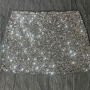 Express Sz. Medium Silver Sequin Mini Skirt